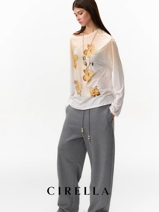 Sheer Autumn Floral Sun-Protective Cover Shirt