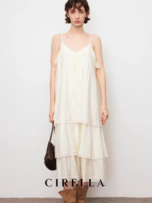 Textured Layered Cake Hem Long Dress