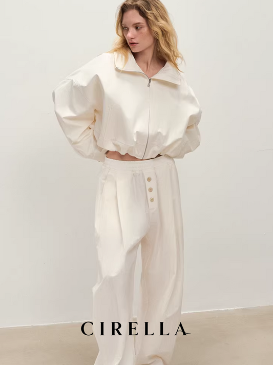 Pleated Textured Zip-Up Sun-Protective Short Jacket