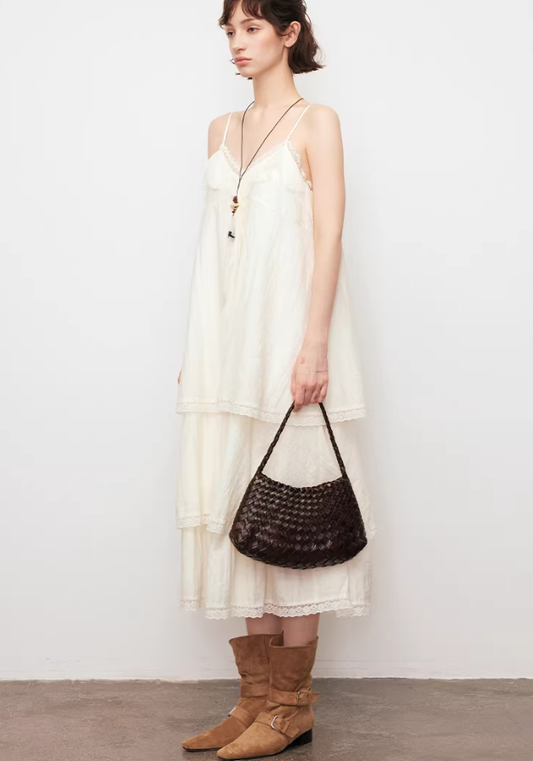 Textured Layered Cake Hem Long Dress