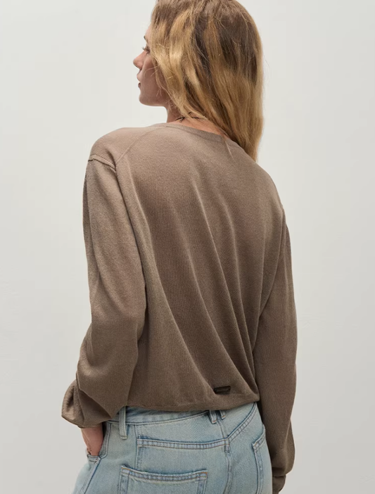 Hemp-Blend Cool-Touch Knit Cardigan in Natural Grass